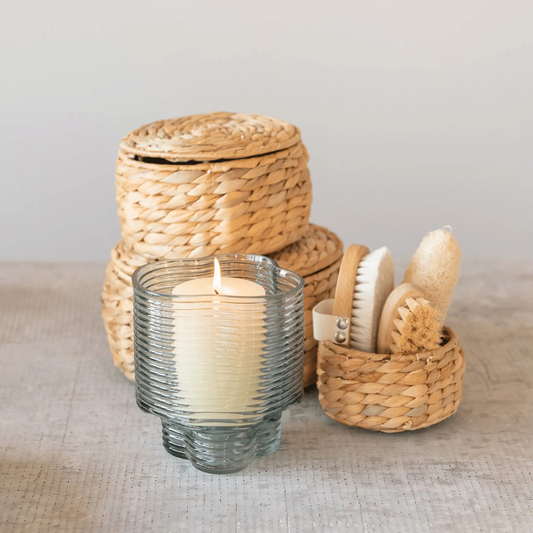 Natural water hyacinth storage baskets with lids, set of 3, by White Cliff Studio on Tampa Home & Garden Store