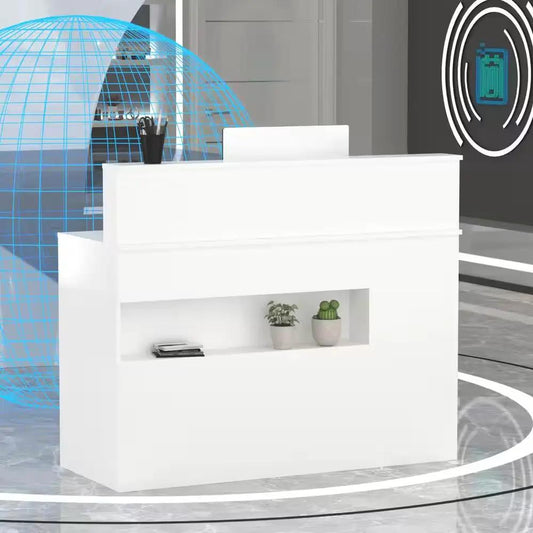 Natural White Corner Desk with Hutch and Storage, finish lower shelf Elevate Marketplace on Tampa Home & Garden Store