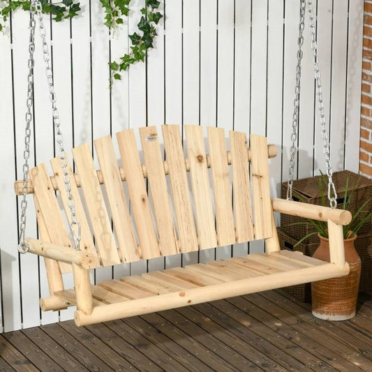 Natural Wooden 2-Seater Hanging Outdoor Porch Swing - Tampa Home & Garden Store
