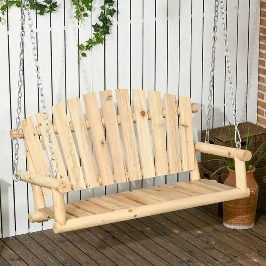 Natural Wooden 2-Seater Hanging Outdoor Porch Swing - Tampa Home & Garden Store