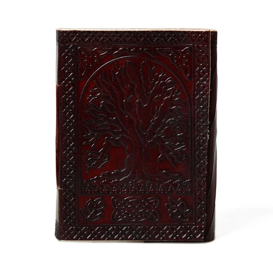 Nature's Wisdom leather journal with tree-engraved burgundy cover by Classy Leather Bags on Tampa Home & Garden Store