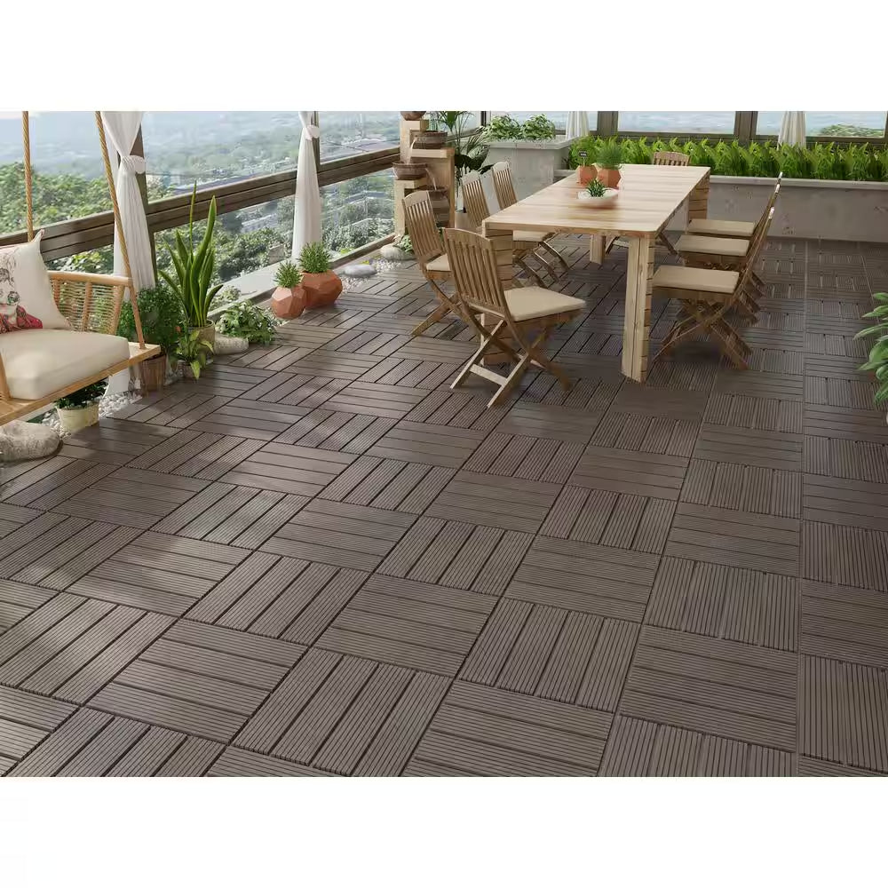 Naturesort Bamboo Composite Deck Tiles – Eco-Friendly, Weather & Insect Resistant Interlocking Outdoor Flooring (DIY Snap-Lock Grid) - Tampa Home & Garden Store