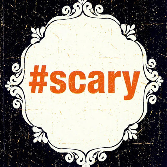 Naughty Betty Cocktail Napkins Scary orange #scary text on cream ornate label party supplies on Tampa Home & Garden Store
