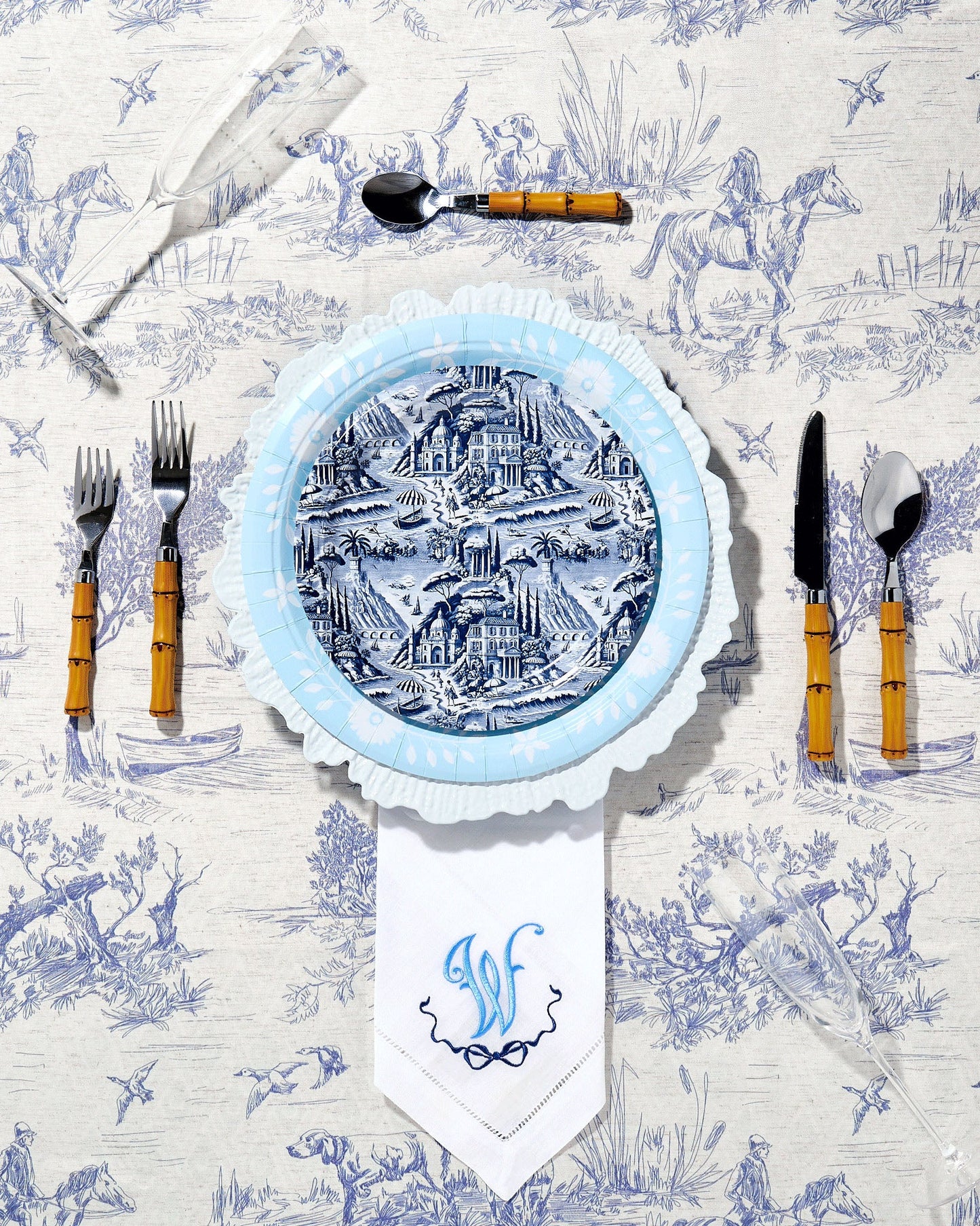 Navy Amalfi Toile Dessert Plate - 8 pack - Tampa Home & Garden Store