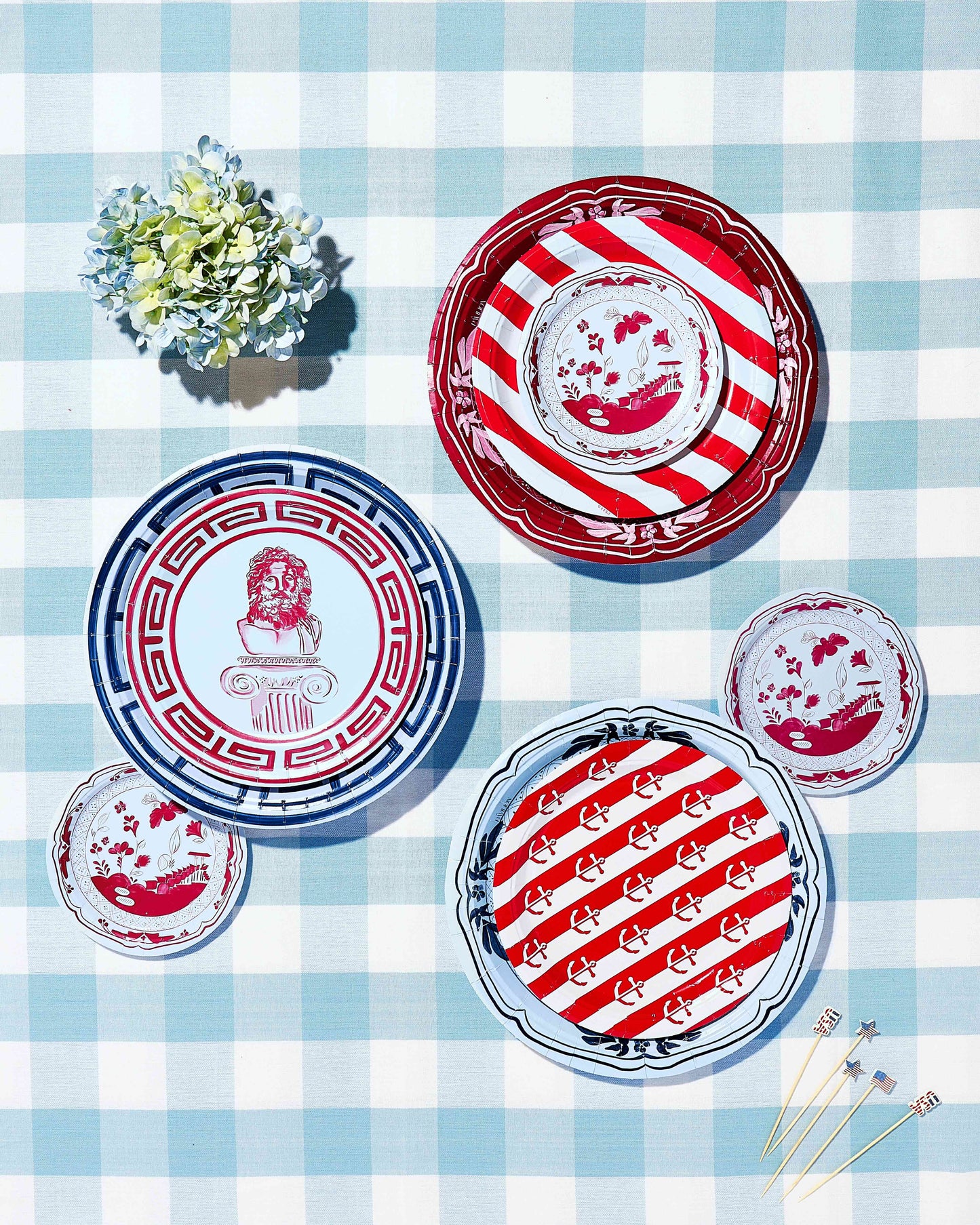 Navy Anchor Away Stripes Dessert Paper Plates - 8 Pack - Tampa Home & Garden Store