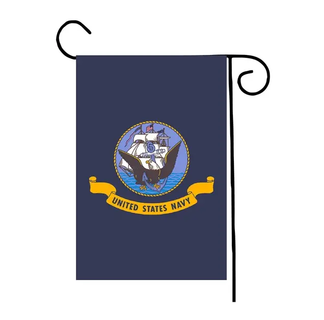 Navy Garden Flag Nylon UV Resistant with United States Navy emblem on navy background on Tampa Home & Garden Store