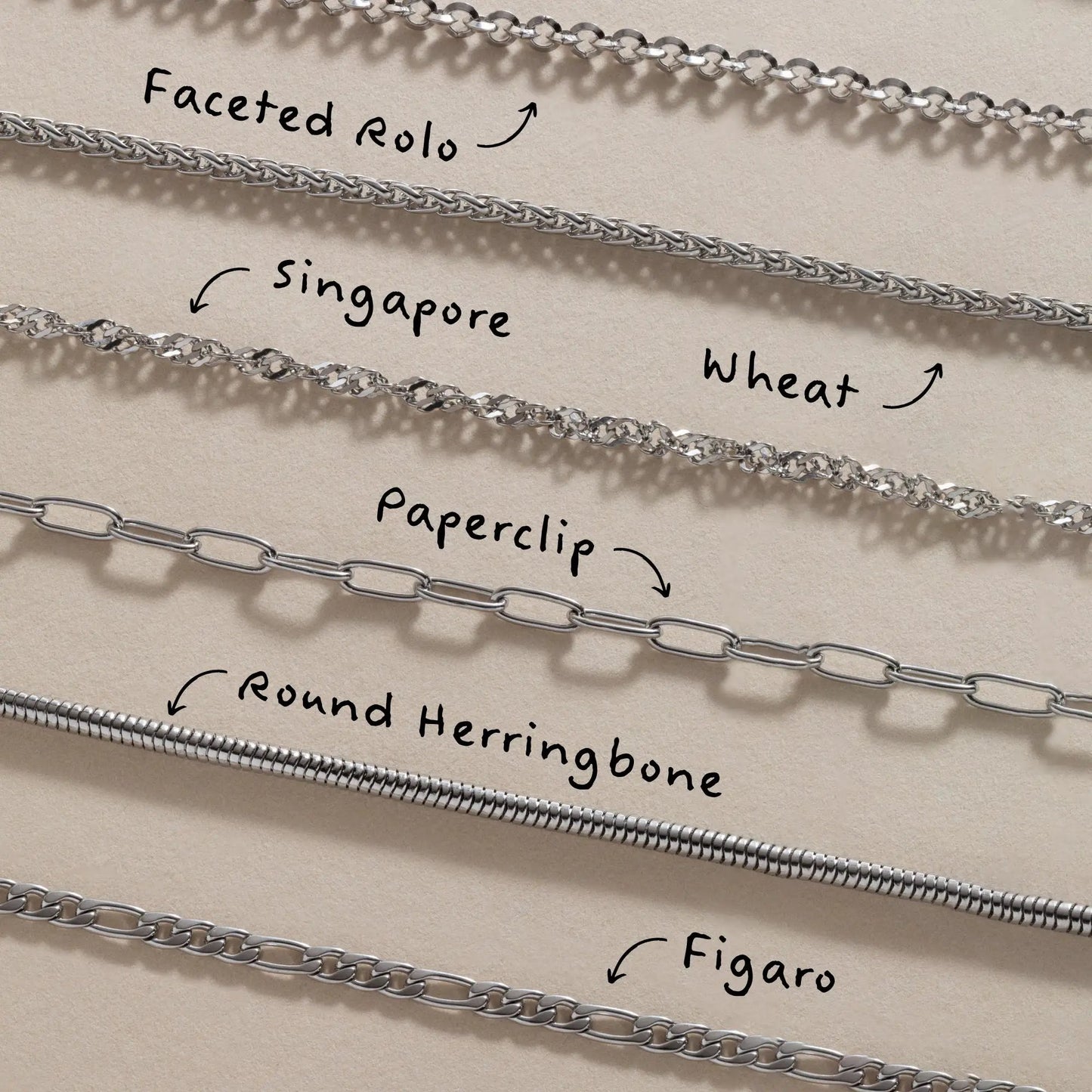 Round Herringbone Charm and Layering Necklace