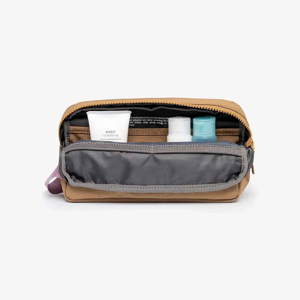 Kei Lithe Washbag Medium Toffee Vandra, Lefrik USA cosmetic & toiletry bag with gray interior on Tampa Home & Garden Store