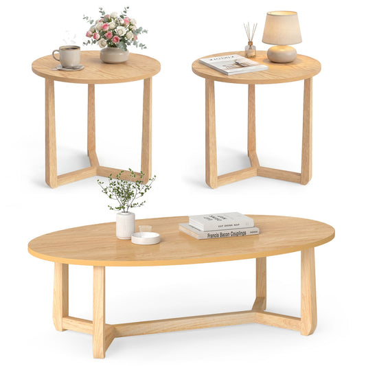 Nesting coffee tables set of 3 with wood veneer tops and solid rubber wood legs on Tampa Home & Garden Store