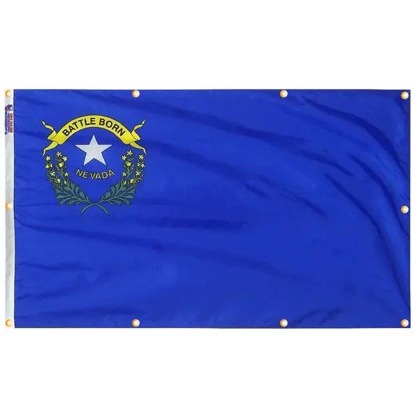 Nevada flag with grommets for wall hanging; blue field with left seal and star, Flagman of America on Tampa Home & Garden Store