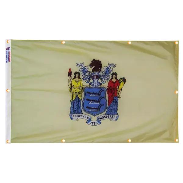 New Jersey flag with grommets for wall hanging featuring state seal, Flagman of America on Tampa Home & Garden Store