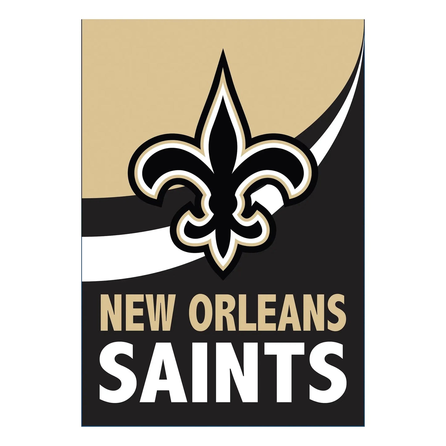 New Orleans Saints burlap flag GDN Size with fleur-de-lis motif and bold NEW ORLEANS SAINTS text on Tampa Home & Garden Store