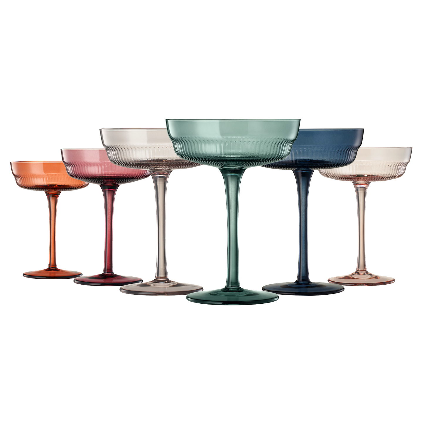 Tonal Champagne Coupe Set of 6 Ribbed Glassware