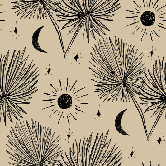 Night Palm Wallpaper, tan and black - Tampa Home & Garden Store