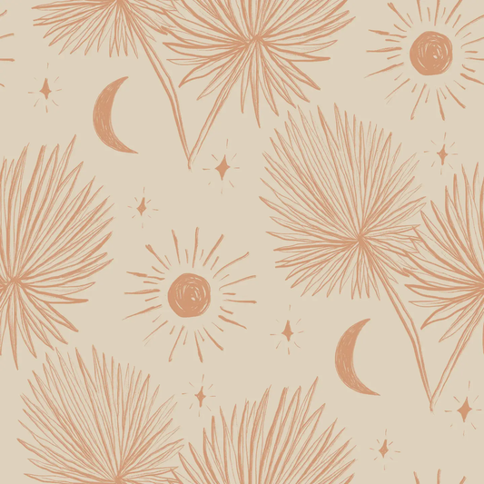 Night Palm wallpaper tan terra cotta pattern tropical palm leaves Samantha Santana Creative on Tampa Home & Garden Store