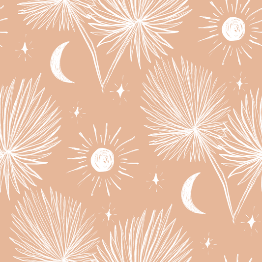 Night Palm Wallpaper, terra cotta and white - Tampa Home & Garden Store