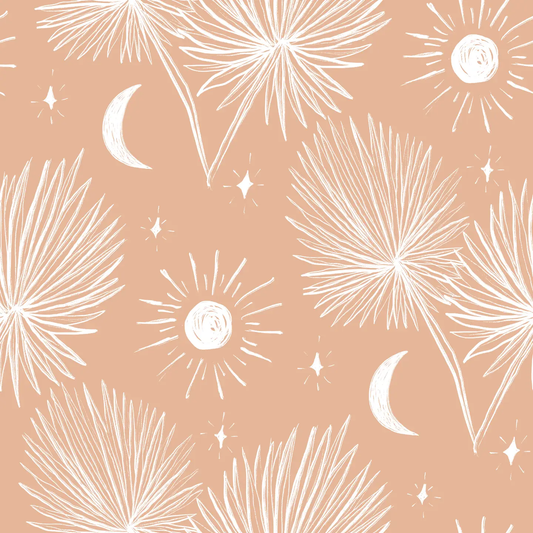 Night Palm Wallpaper terra cotta and white palm motif pattern on Tampa Home & Garden Store