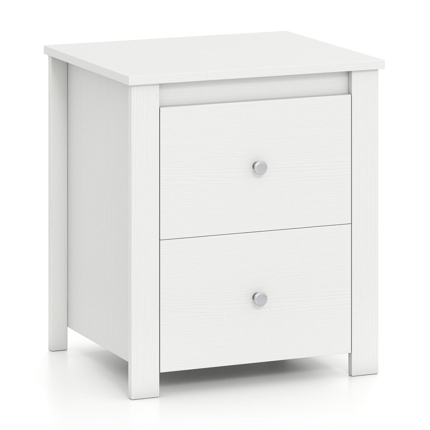 2-Drawer Nightstand DirectDeals white finish with silver knobs for bedroom & living room on Tampa Home & Garden Store