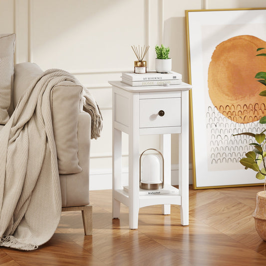 3-Tier Nightstand with Drawer and Open Storage Shelf - Tampa Home & Garden Store