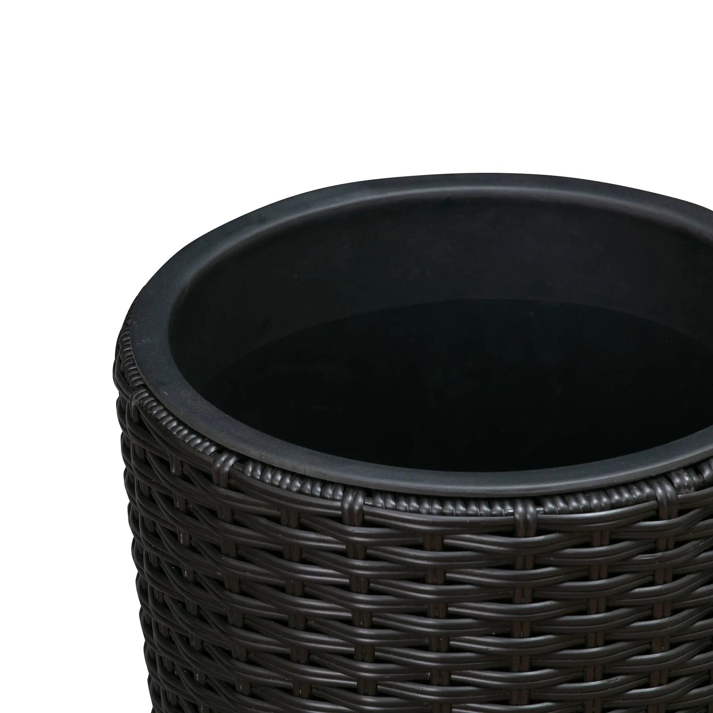 Noah Round Wicker Planter 2-piece Set in Black with wicker exterior Fire Sense/Balkene Home on Tampa Home & Garden Store