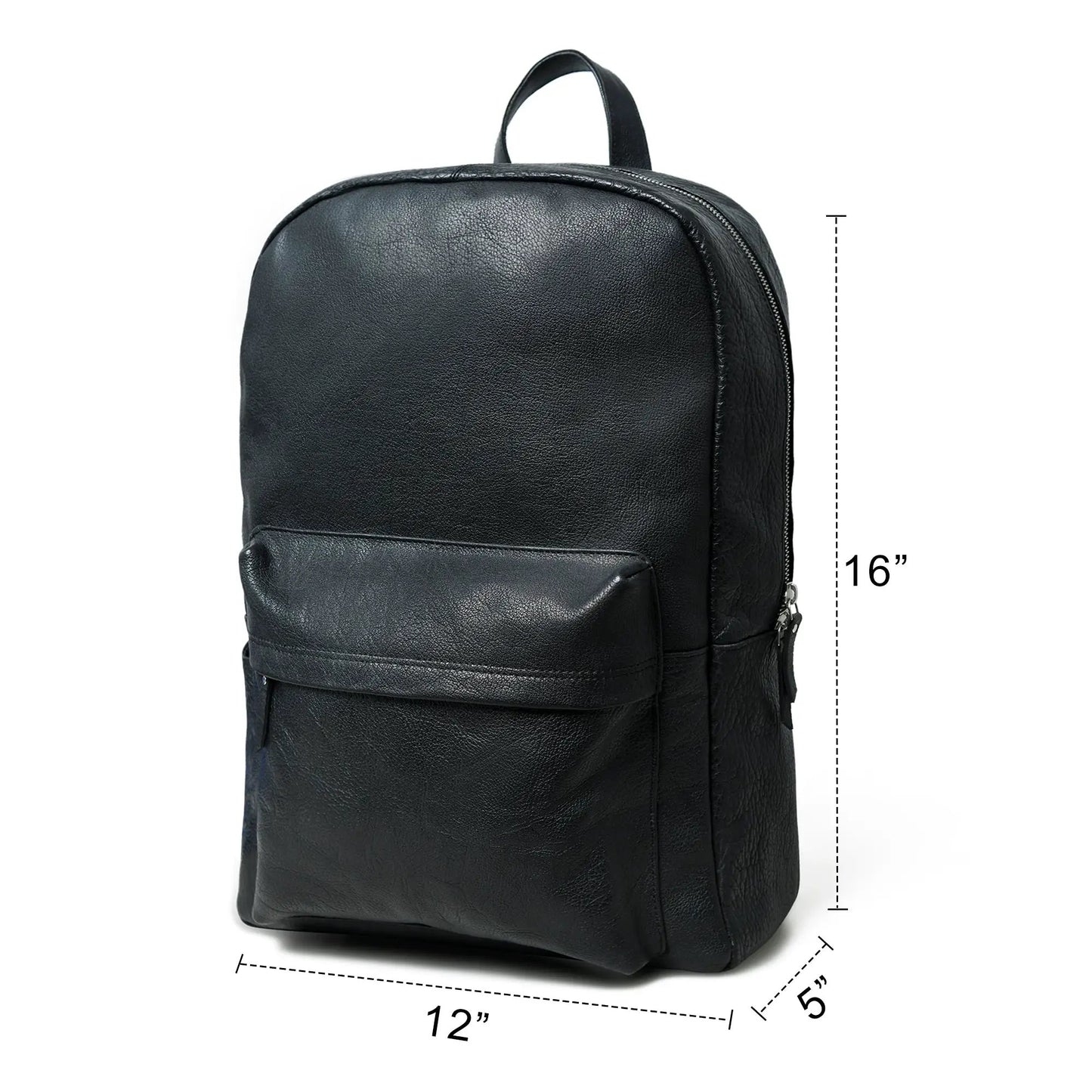 NoirTrek Leather Backpack black pebbled leather with front zip pocket Classy Leather Bags on Tampa Home & Garden Store
