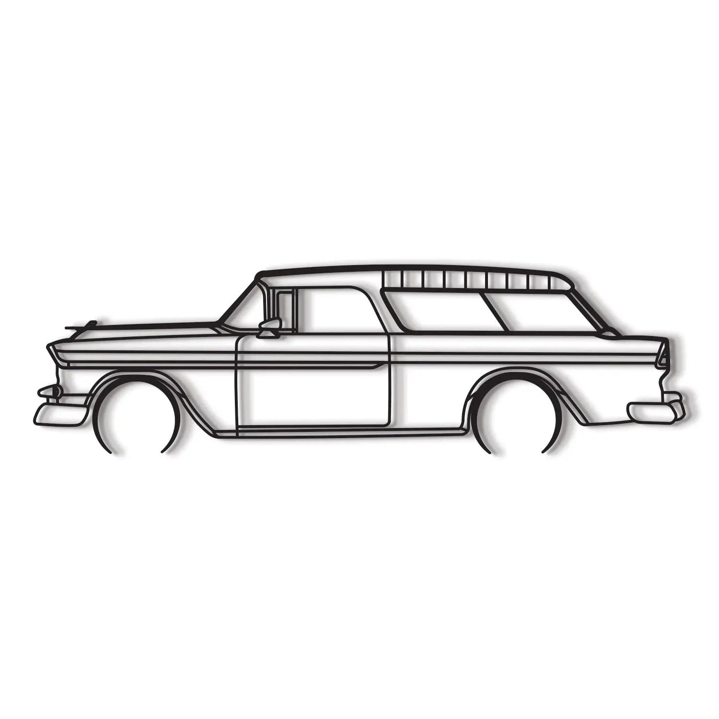 1955 Nomad metal car wall art by Modello Turbo, black line-drawing wall sculpture on Tampa Home & Garden Store