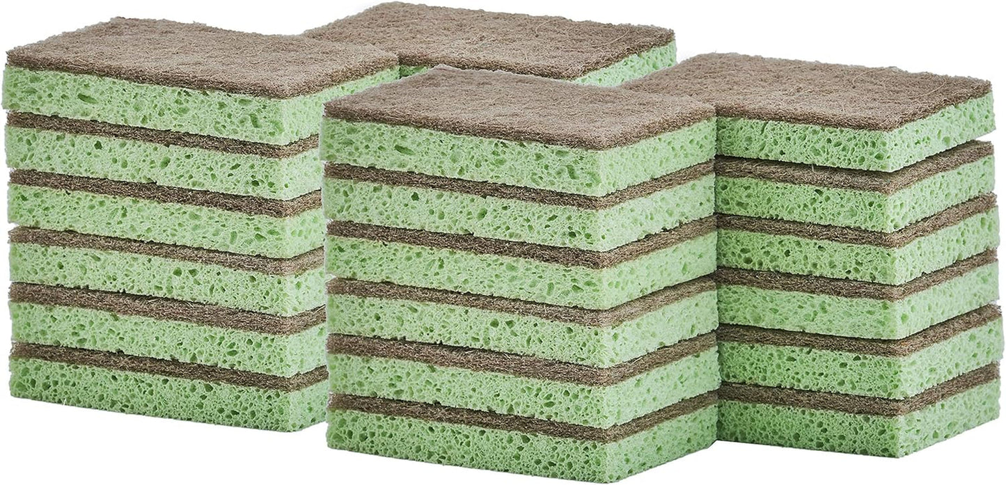 Non-Scratch Cellulose Sponge Scrub Heavy Duty Kitchen Sponges Scrubbers with Scouring Pad (24) - Tampa Home & Garden Store