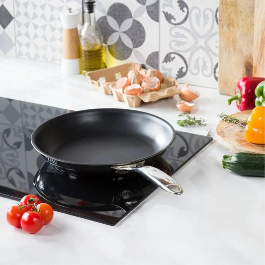 Non-Stick Frying Pan Cristel USA black skillet with stainless handle on Tampa Home & Garden Store