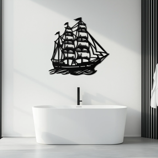Nordic Viking Ship Metal Wall Art - Norse-Inspired Steel Decor- KAF470 - Tampa Home & Garden Store