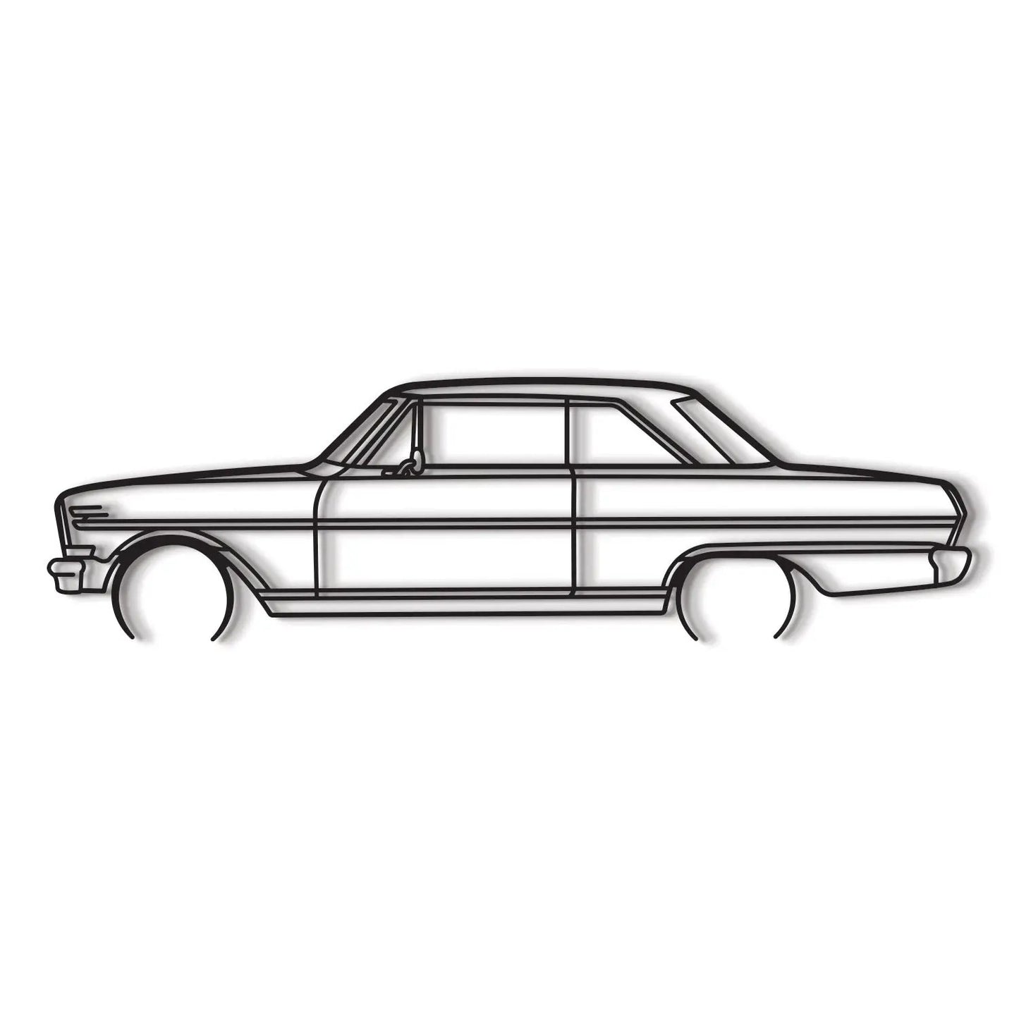 1964 Nova metal wall art line drawing silhouette by Modello Turbo artwork on Tampa Home & Garden Store