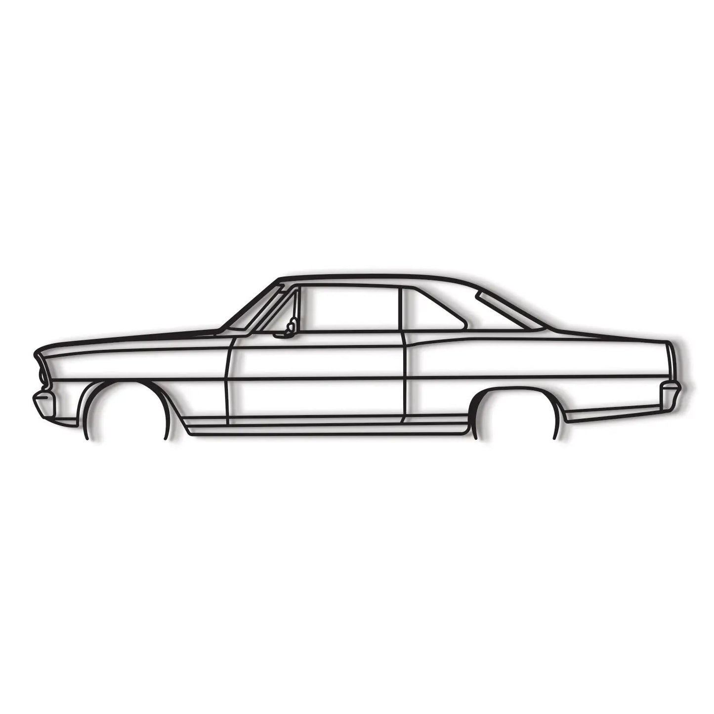 1966 Nova SS detailed metal wall art line drawing for car decor on Tampa Home & Garden Store