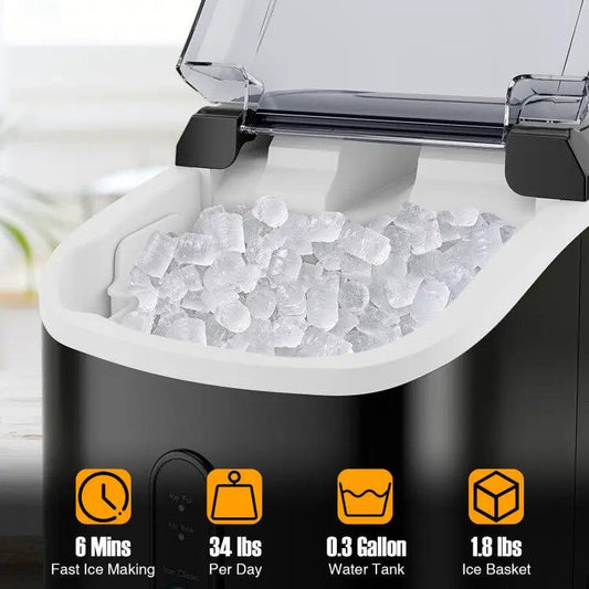 Nugget Ice Maker DirectDeals, compact black countertop appliance with soft chewable ice on Tampa Home & Garden Store