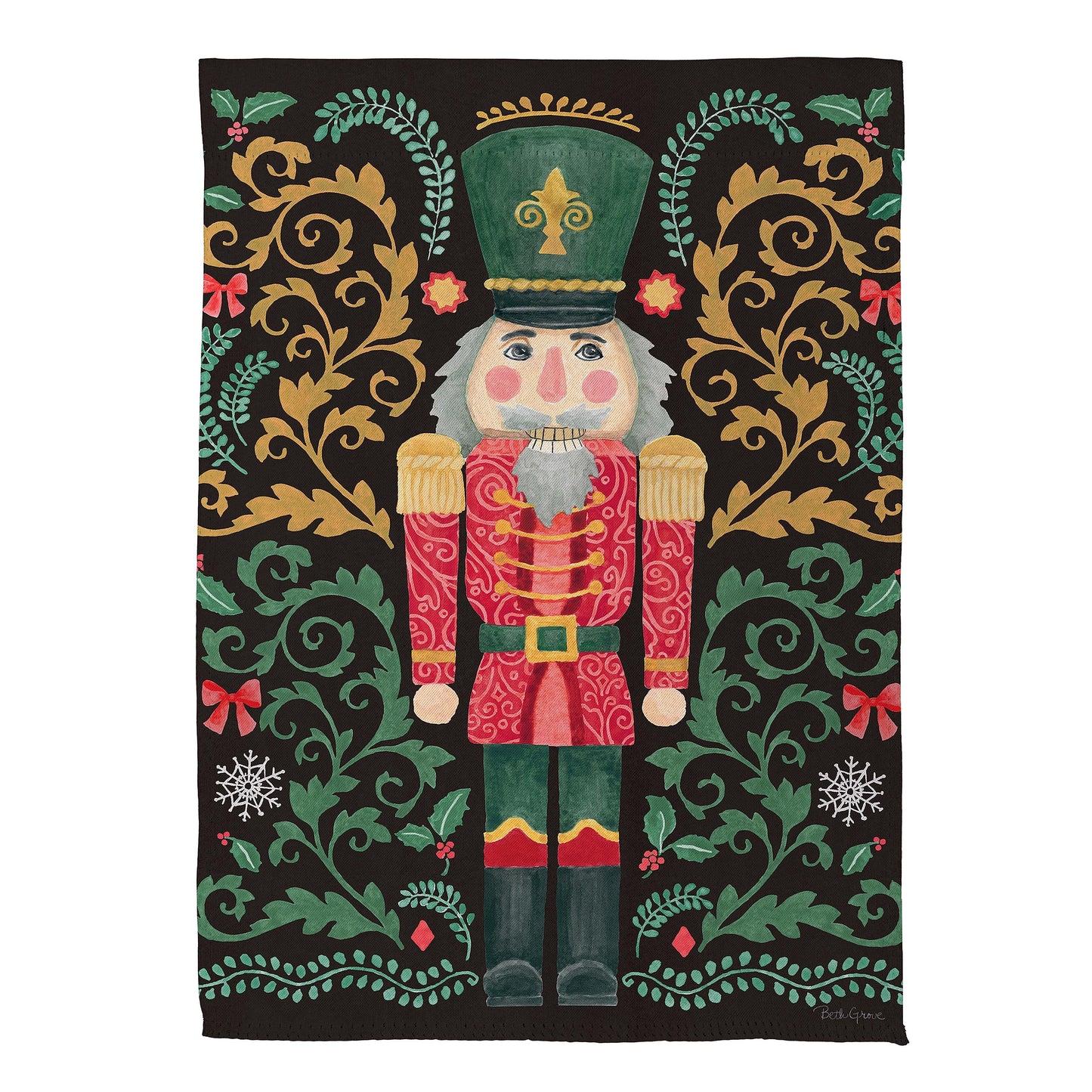 Nutcracker & Sleigh Suede House Flag - Tampa Home & Garden Store