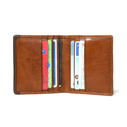 Nutmeg card holder in full grain buffalo leather with multiple card slots on Tampa Home & Garden Store