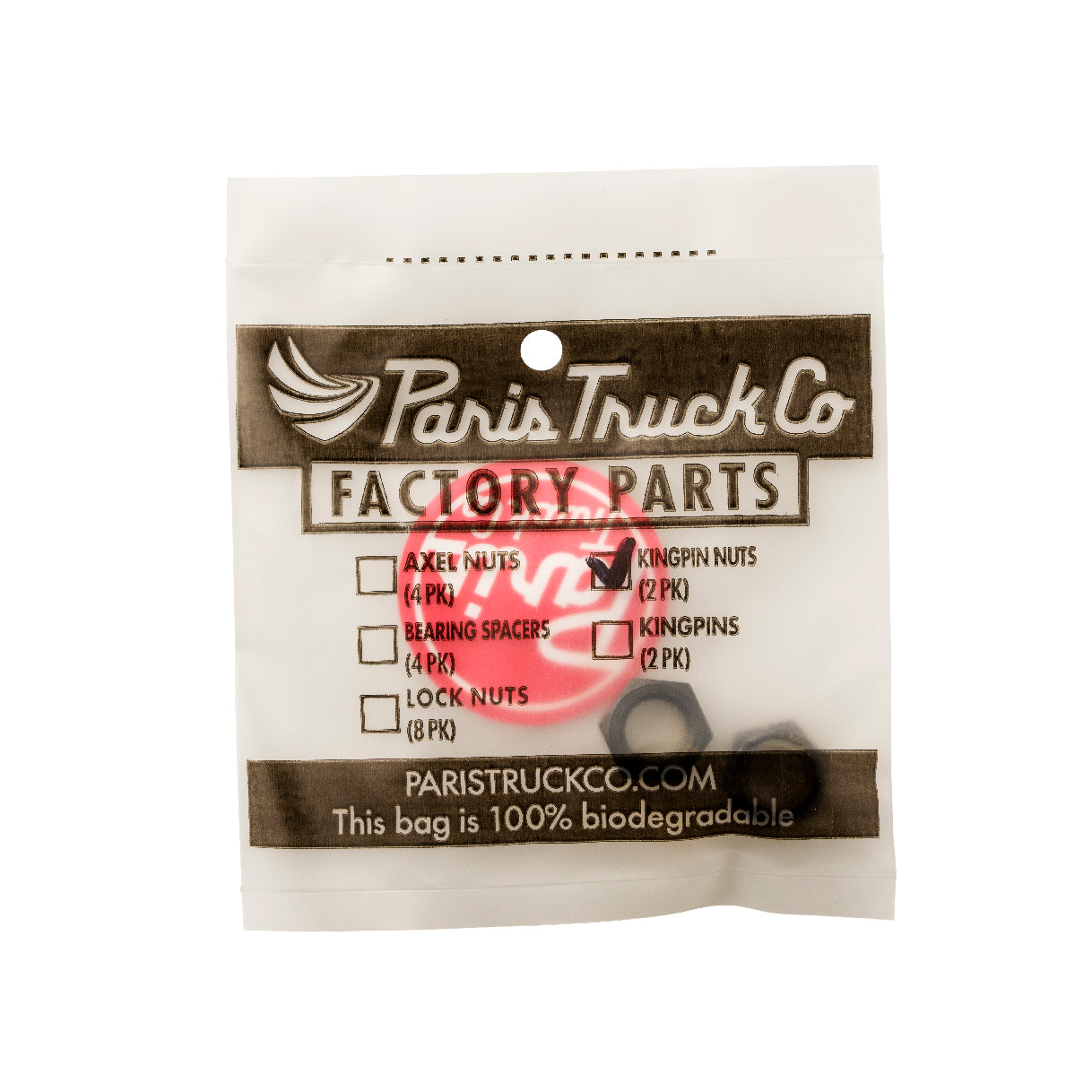 Kingpin Nuts Black by Paris Truck Co, factory parts bag, 2-pack on Tampa Home & Garden Store