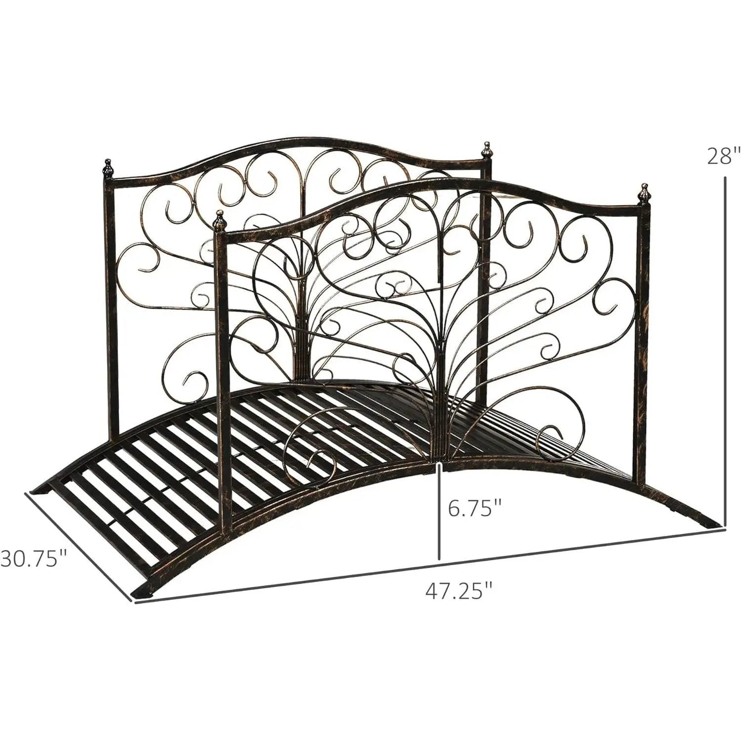 Outdoor 4-ft Heavy Duty Metal Garden Bridge in Black Bronze Finish - Tampa Home & Garden Store
