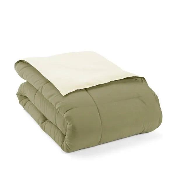 Full/Queen 3-Piece Microfiber Reversible Comforter Set in Sage Green/Cream - Tampa Home & Garden Store