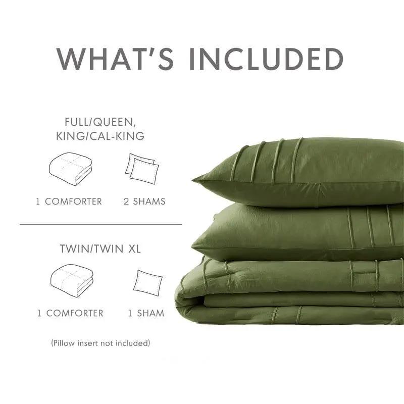 Queen microfiber pleated comforter olive green with 1 comforter and 2 shams, HomePacific on Tampa Home & Garden Store