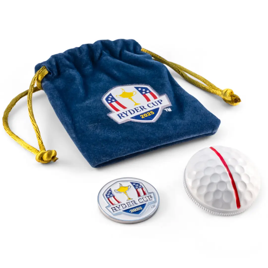 On Point Ryder Cup 3D Ball Marker Edition with blue velvet pouch and Ryder Cup logo marker on Tampa Home & Garden Store