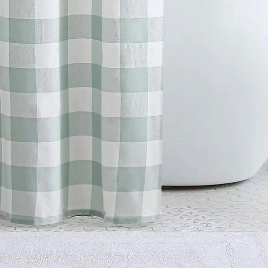 72-inch cotton shower curtain with green plaid pattern for bathroom on Tampa Home & Garden Store