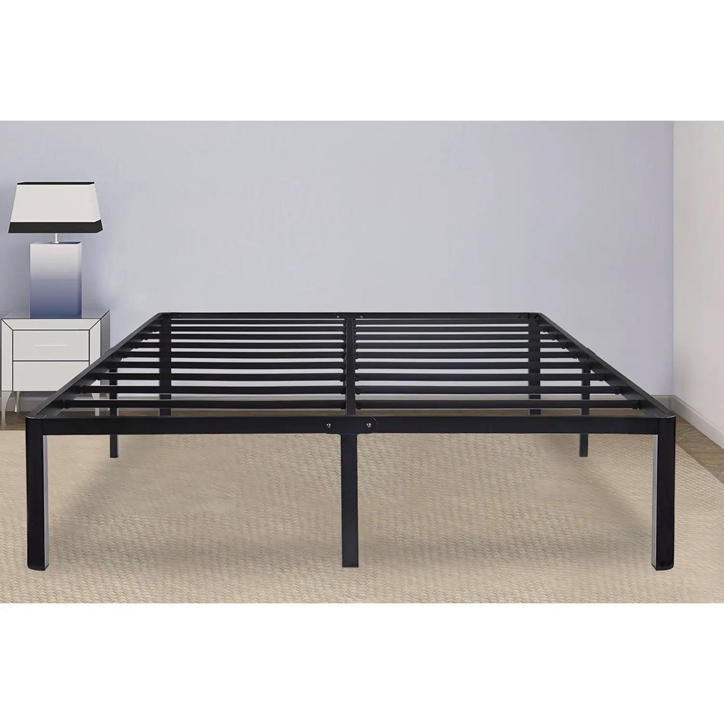 Twin size Modern Round Edge Black Metal Platform Bed Frame - Tampa Home & Garden Store