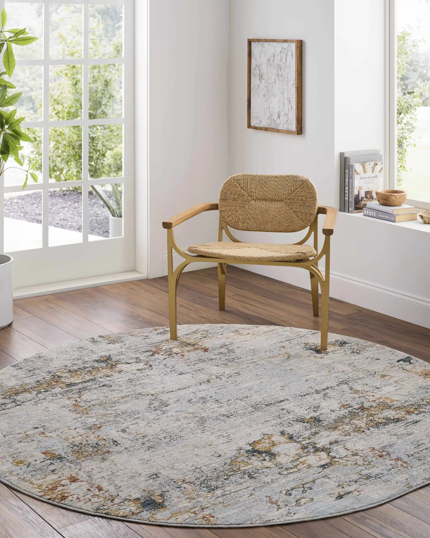 Ottawa Luxe Rug by Boutique Rugs in teal and silver blue, round on Tampa Home & Garden Store