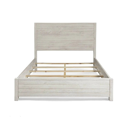FarmHome off-white pine platform bed queen size with slatted frame on Tampa Home & Garden Store