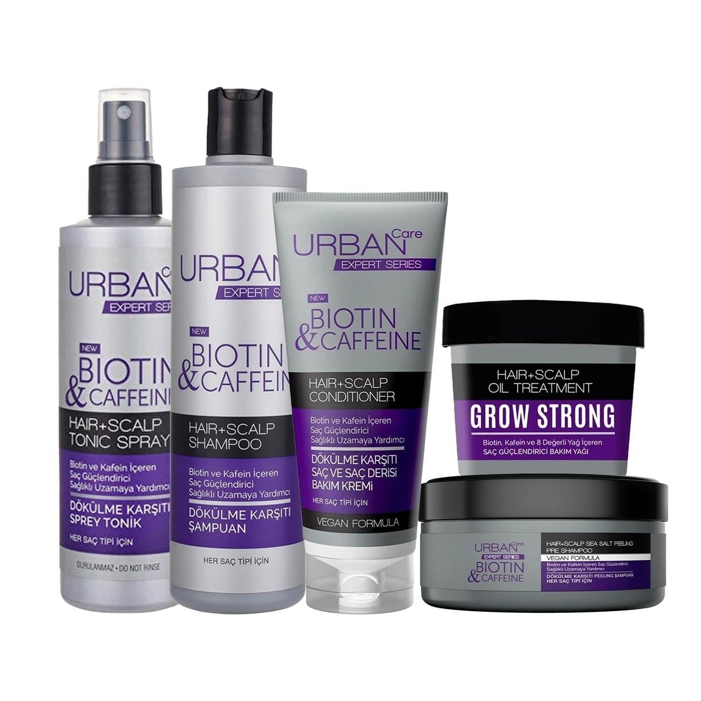 Biotin & caffeine Urban Care five-piece set: shampoo, conditioner, spray on Tampa Home & Garden Store