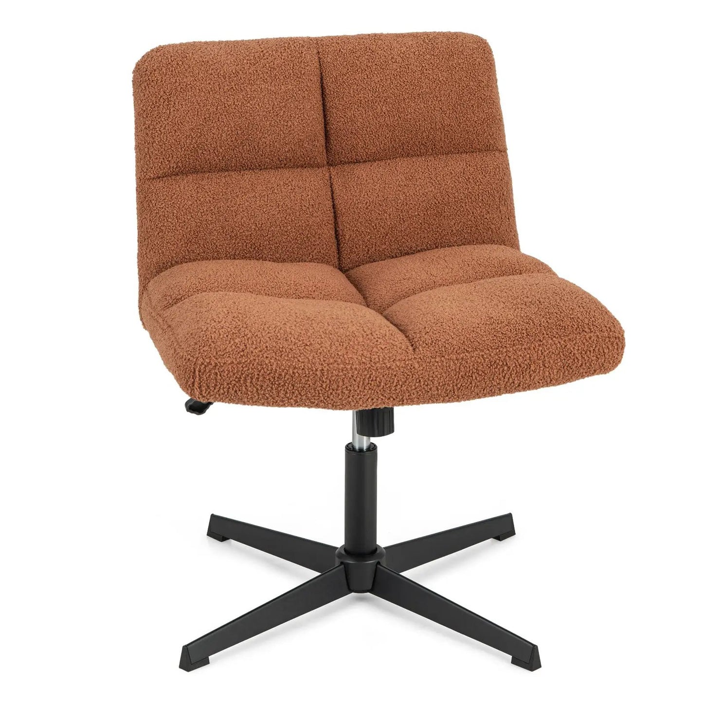 Office Armless Chair with Lamb Fleece in warm brown boucle fabric DirectDeals office chair on Tampa Home & Garden Store