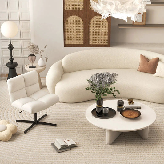 Office Armless Chair with Lamb Fleece in white, adjustable height DirectDeals on Tampa Home & Garden Store