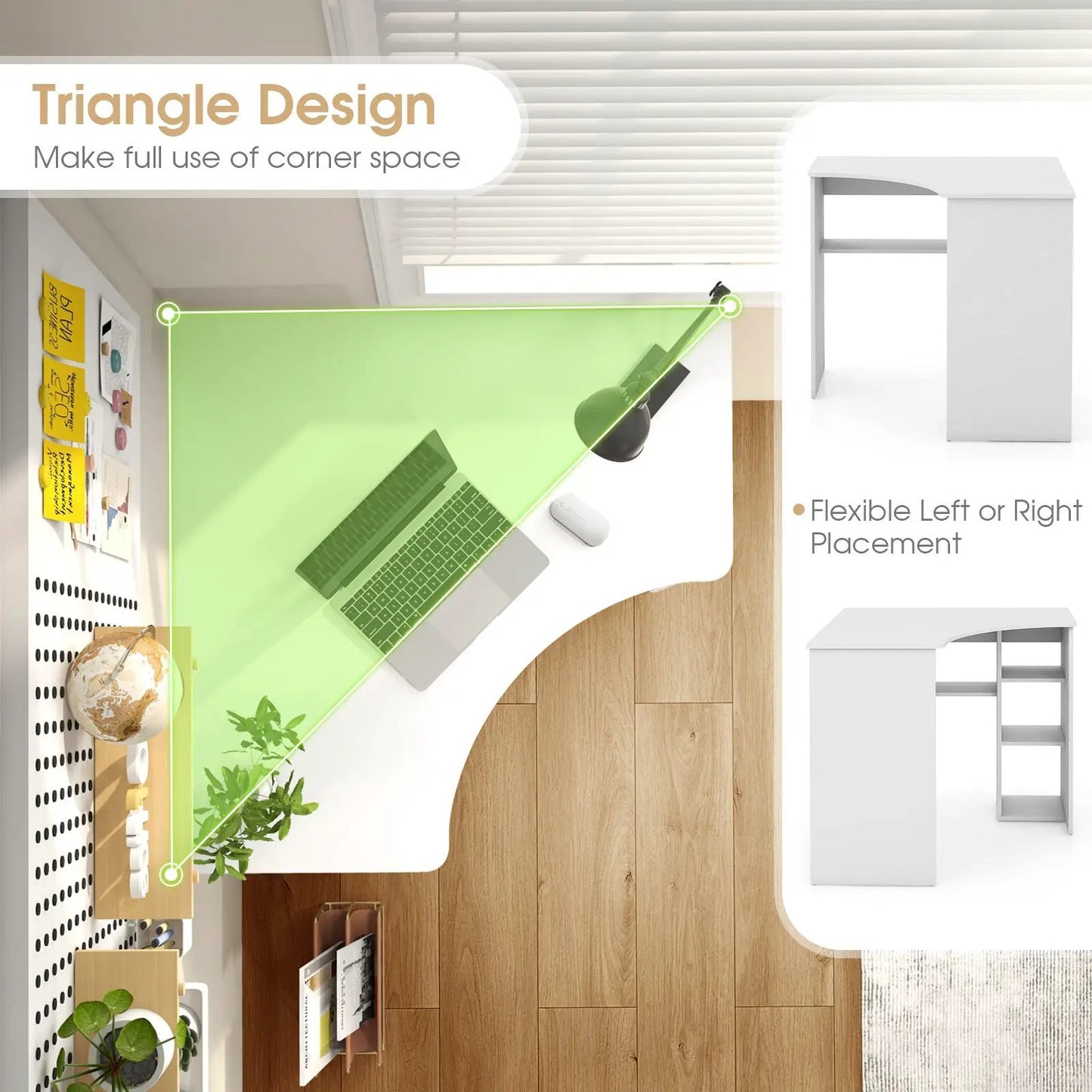 Corner Computer Desk DirectDeals white arc-shaped profile for corner spaces on Tampa Home & Garden Store