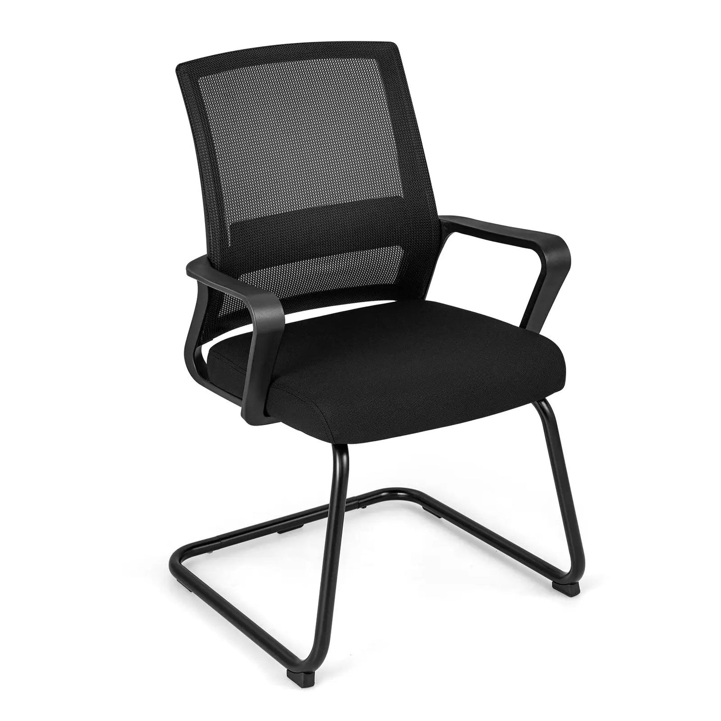 Guest chair with mesh back and lumbar support, cushioned black seat, cantilever frame on Tampa Home & Garden Store