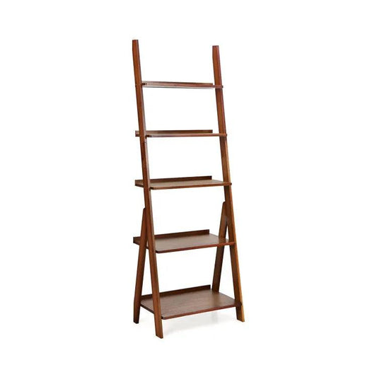 5-tier bamboo ladder shelf in warm brown wood for home office storage DirectDeals on Tampa Home & Garden Store