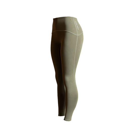 Equestrian Underwear Full Length legging in olive green with visible flatlock seams Eques Pante on Tampa Home & Garden Store